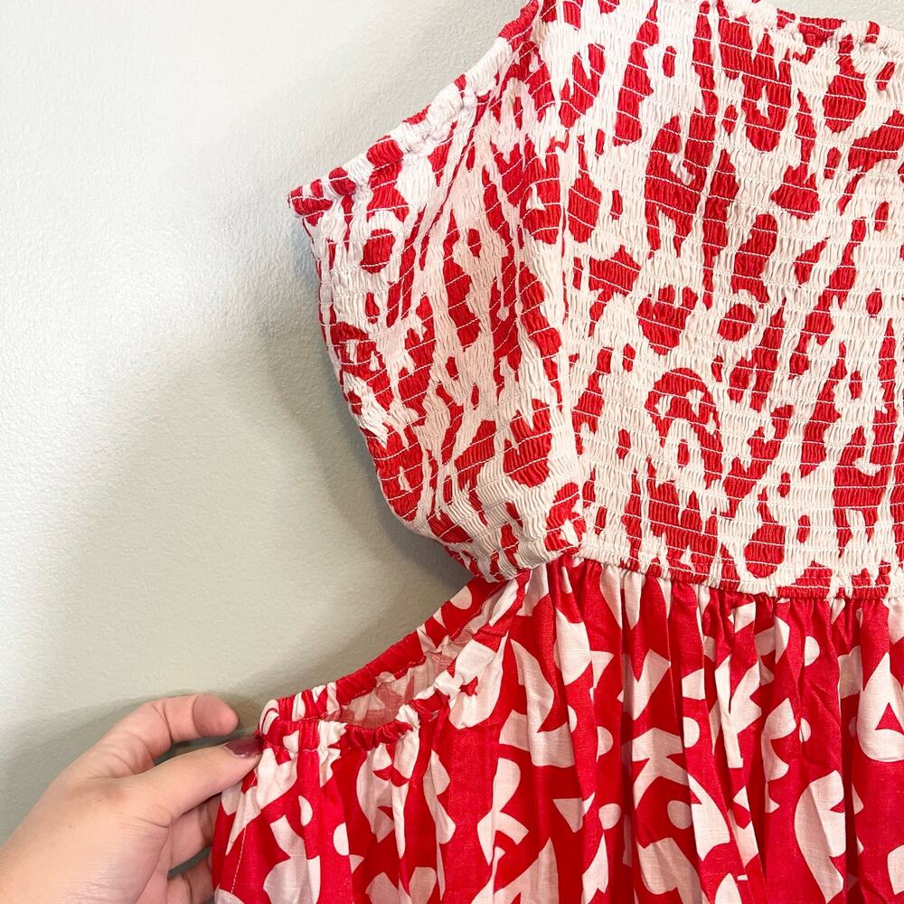 The Odells Tallara Dress 3X Red Tomato Cut Out Resortwear Feminine Vacation NWT - Picture 9 of 12